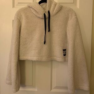 White teddy crop sweater